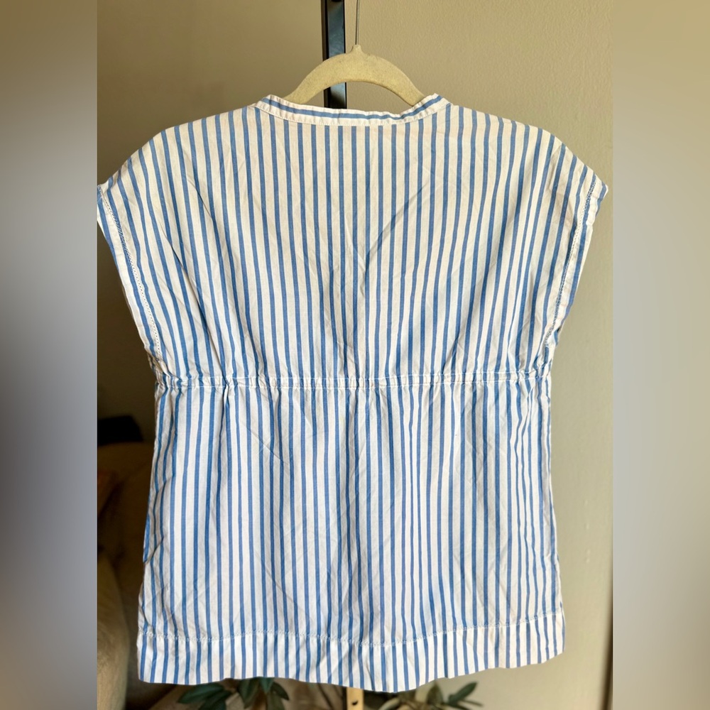 GAP Blue and White Striped Pop Over Blouse - Picture 7 of 7